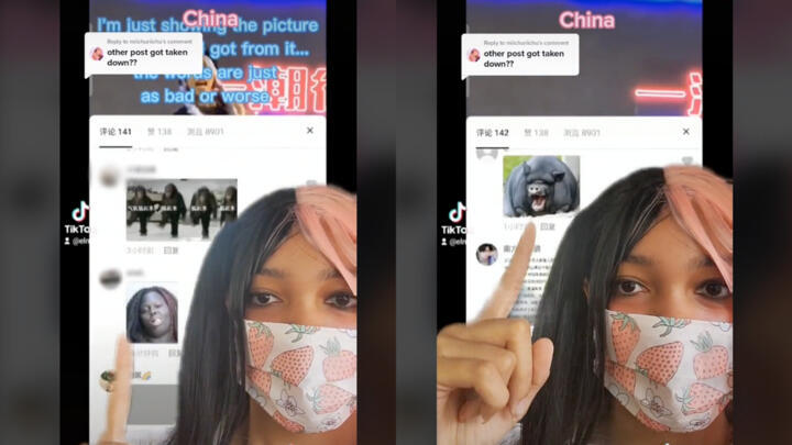 Yuqian shows the racist comments she received in her TikTok videos.